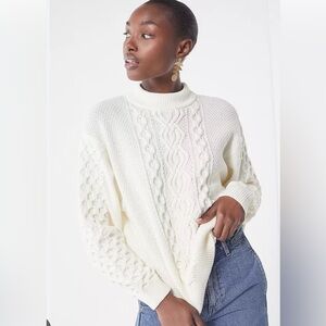 Urban Outfitters Cream Cable Knit Turtleneck Sweater